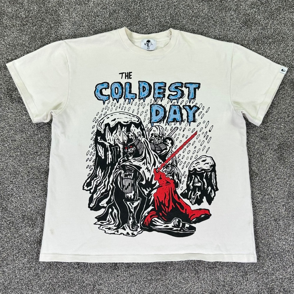Warren Lotas The Coldest Day Samurai Skeleton Graphic T-Shirt Mens XL Cream